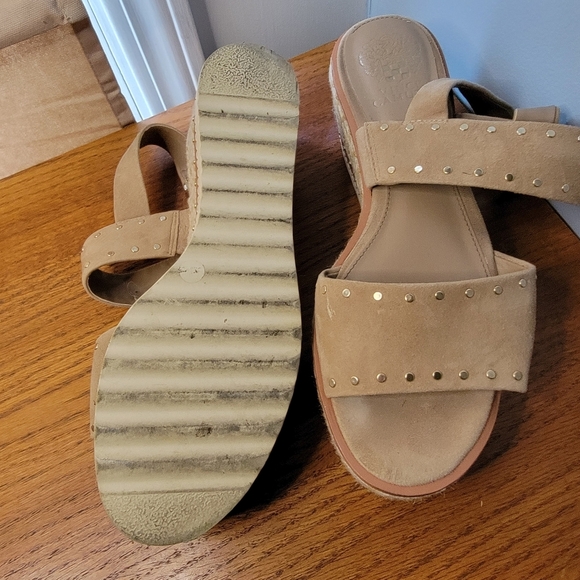 Vince Camuto, Beige Wedge Suede Sandal, Size 9 - Picture 4 of 4